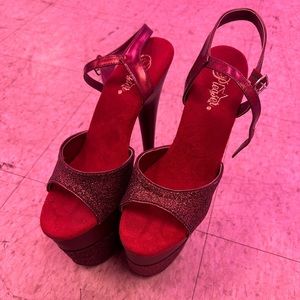 Pleasers 8” burgundy red sandals Flamingo-809-2G